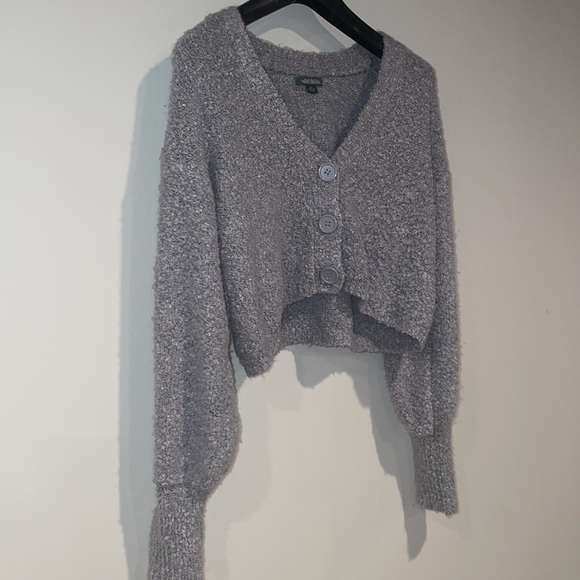 Cropped Cozy Shrug Cardigan Wild Fable Lilac Purple Fuzzy V-Neck Sz Small - Picture 4 of 5